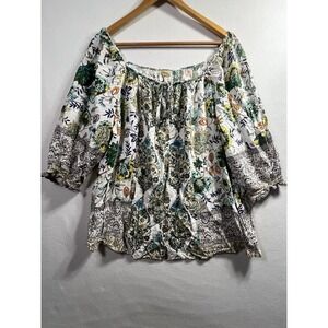 Fig & Flower Anthropologie Women's Floral Blouse Tunic Top SZ XL